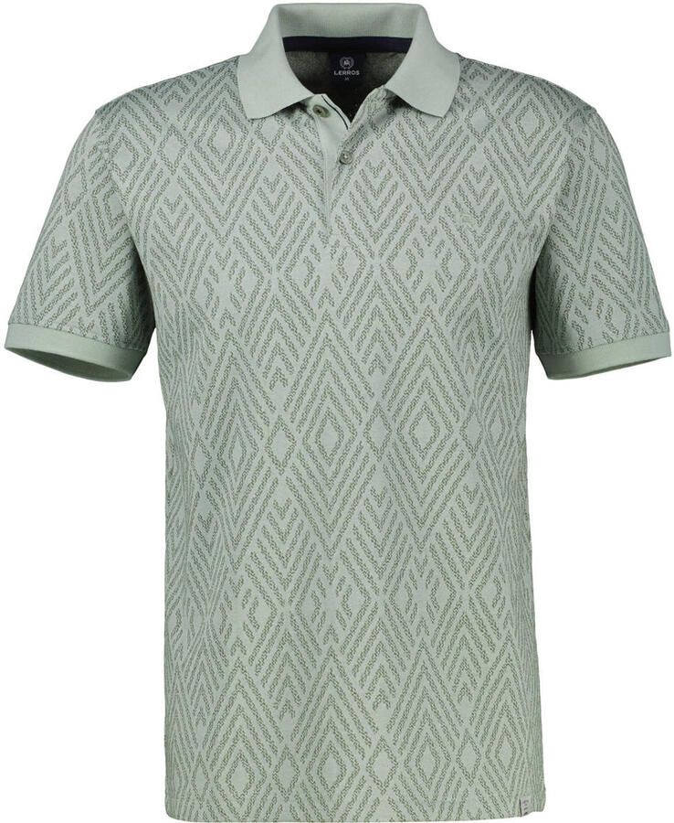 LERROS regular fit geruite jacquard polo groen
