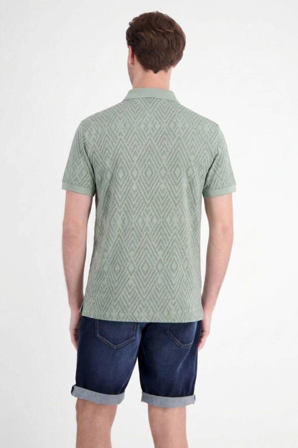 LERROS regular fit geruite jacquard polo groen - Foto 2
