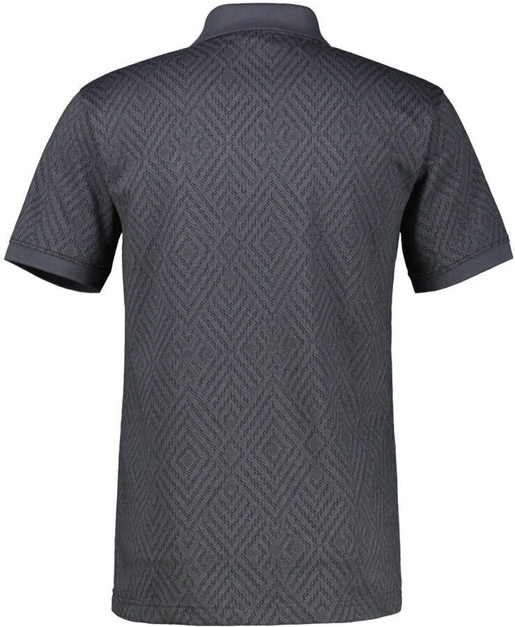 LERROS regular fit geruite jacquard polo lava grijs - Foto 2