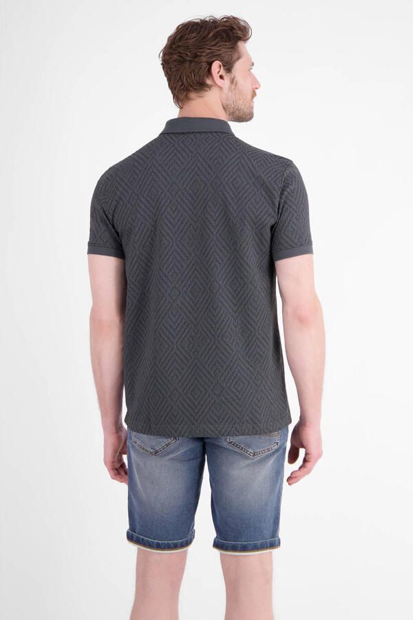 LERROS regular fit geruite jacquard polo lava grijs - Foto 3