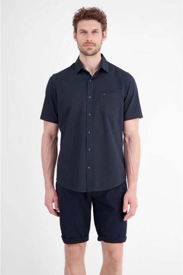 LERROS regular fit overhemd donkerblauw