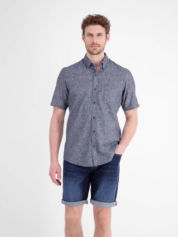 LERROS regular fit overhemd donkerblauw
