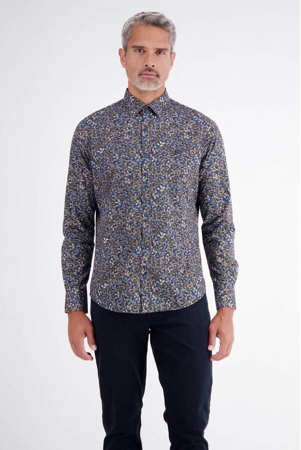 LERROS regular fit overhemd met print bruin
