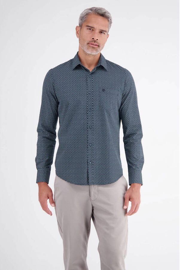 LERROS regular fit overhemd met print donkerblauw