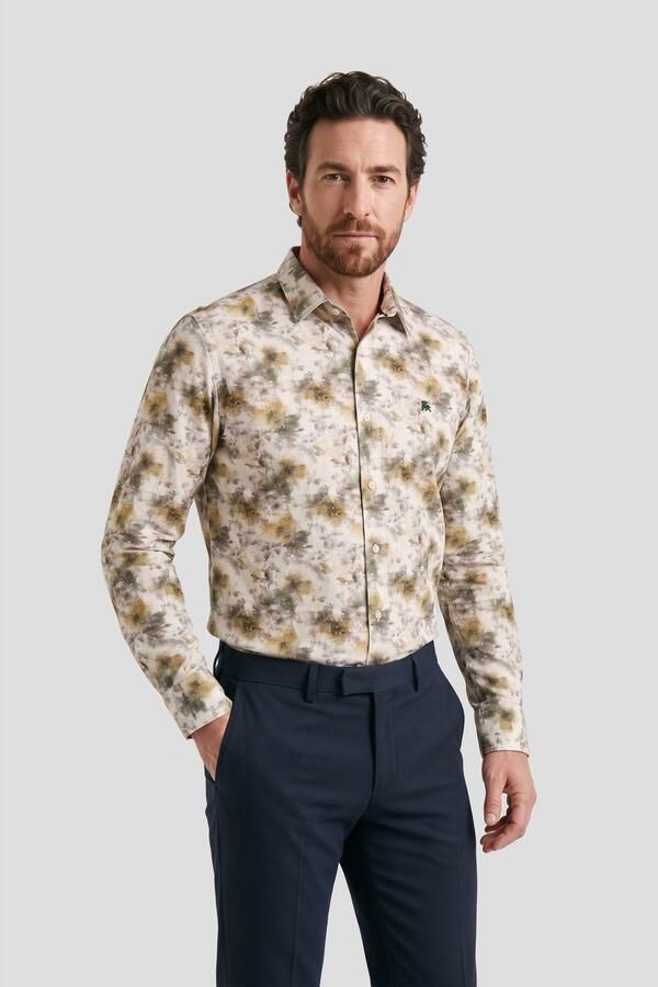 LERROS regular fit overhemd met print gravel beige