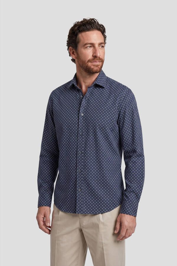 LERROS regular fit overhemd met stippen donkerblauw