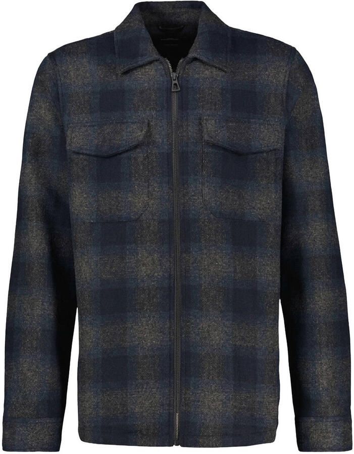 LERROS regular fit overshirt met print en wol donkerblauw