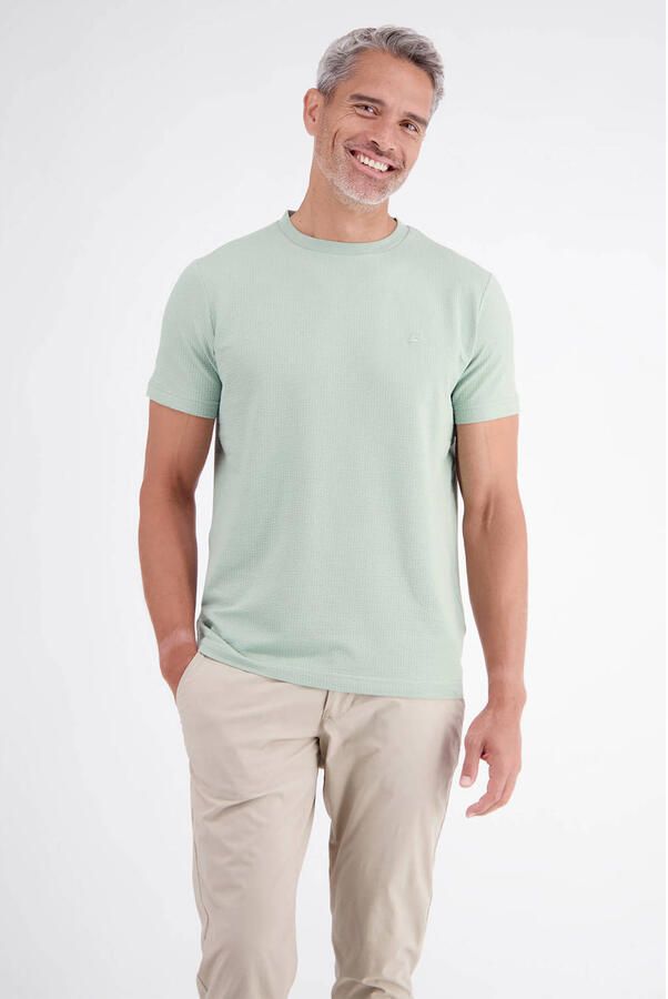 Lerros T-shirt met structuurpatroon en gestikt logo