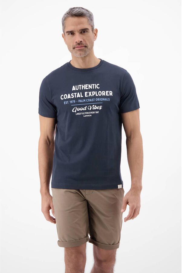 LERROS regular fit T-shirt met print donkerblauw