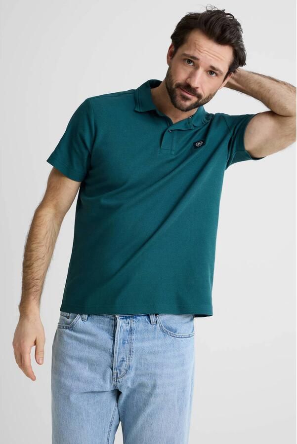 Lerros regular fit poloshirt met labeldetail en knoopsluiting