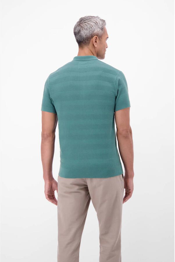 LERROS regular polo met ingebreid patroon blauw - Foto 2