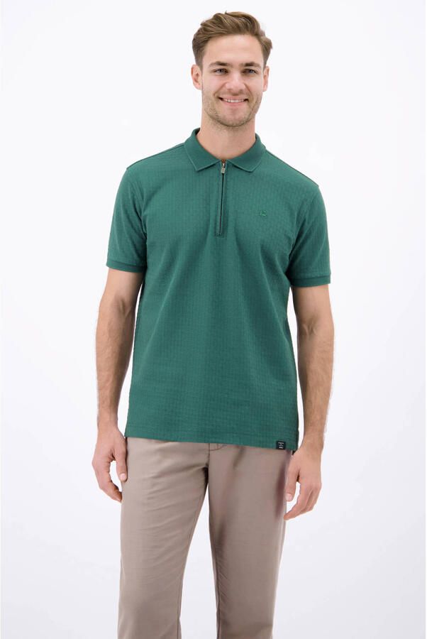 Lerros regular fit poloshirt met korte ritssluiting