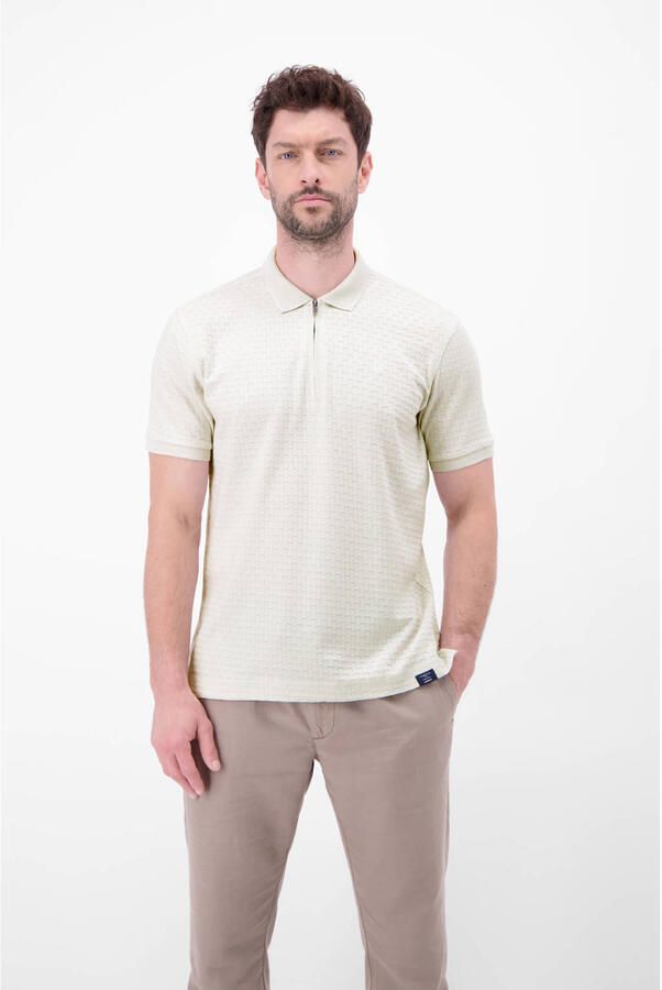Lerros regular fit poloshirt met korte ritssluiting