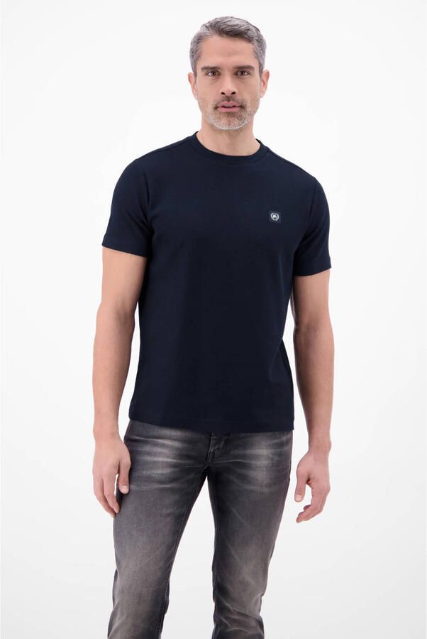 Lerros t-shirt met labelpatch en ronde hals