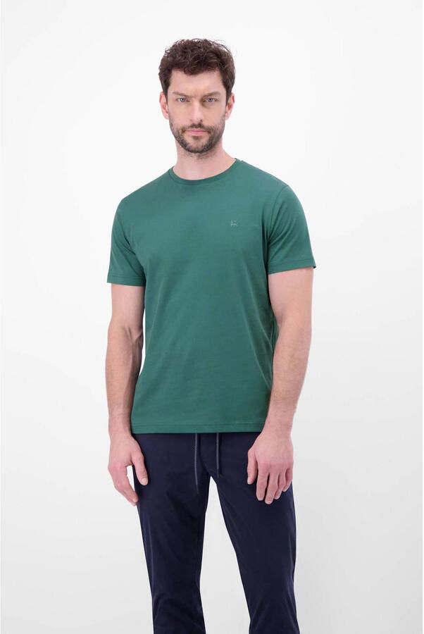 Lerros T-shirt met ronde hals en Gestikt logo