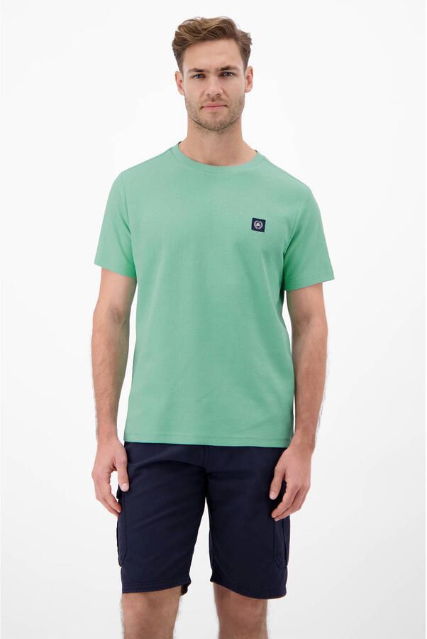 Lerros t-shirt met labelpatch en ronde hals