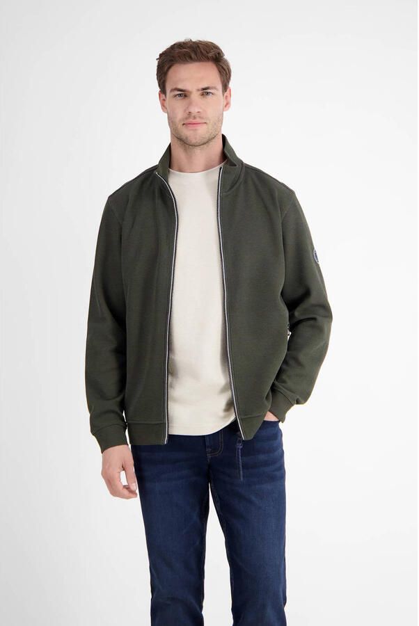 LERROS sweatvest met textuur donkergroen - Foto 3