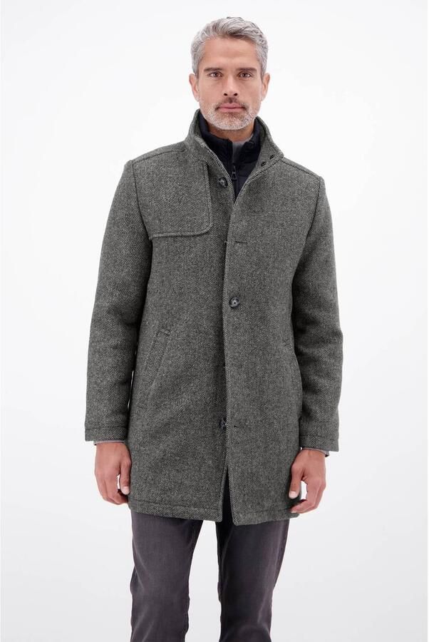 LERROS wintermantel met melée en wol basalt grey