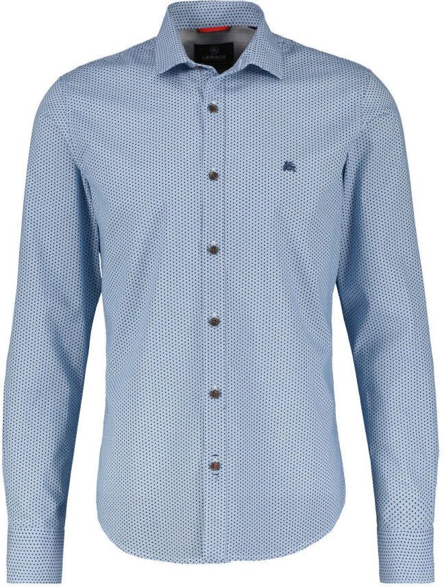 LERROS slim fit overhemd met all over print deep blue