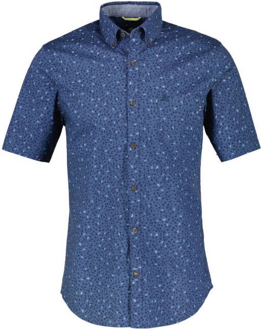 LERROS slim fit overhemd met all over print travel blue