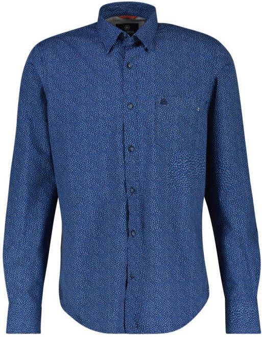 LERROS slim fit overhemd met all over print vintage blue