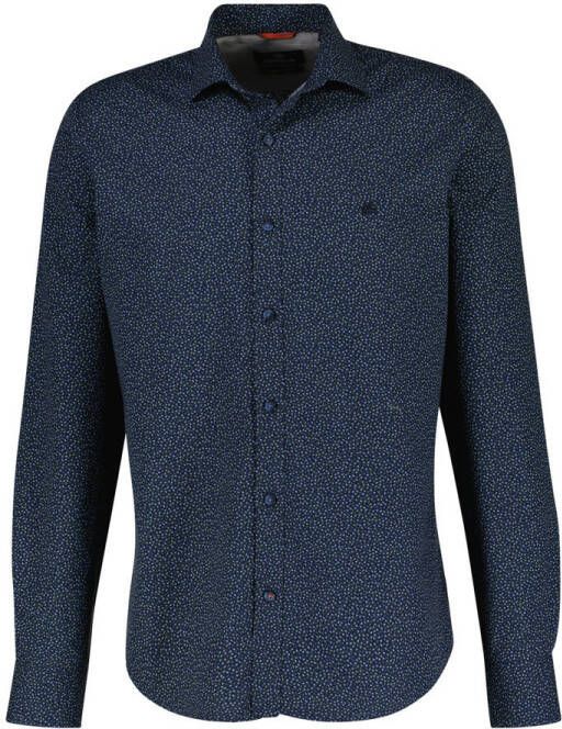 LERROS slim fit overhemd met all over print vintage blue