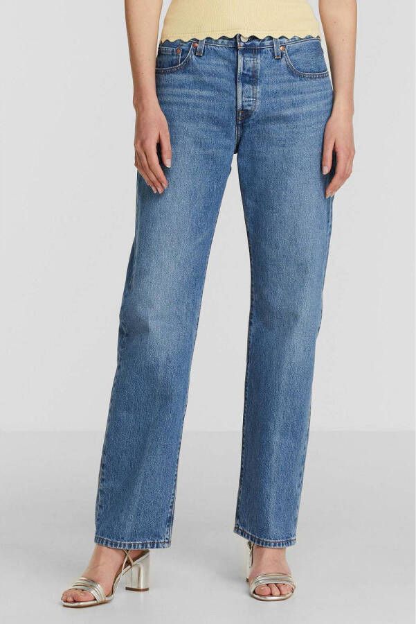 Levi's Straight fit mid rise jeans van katoen model '501' 'Water