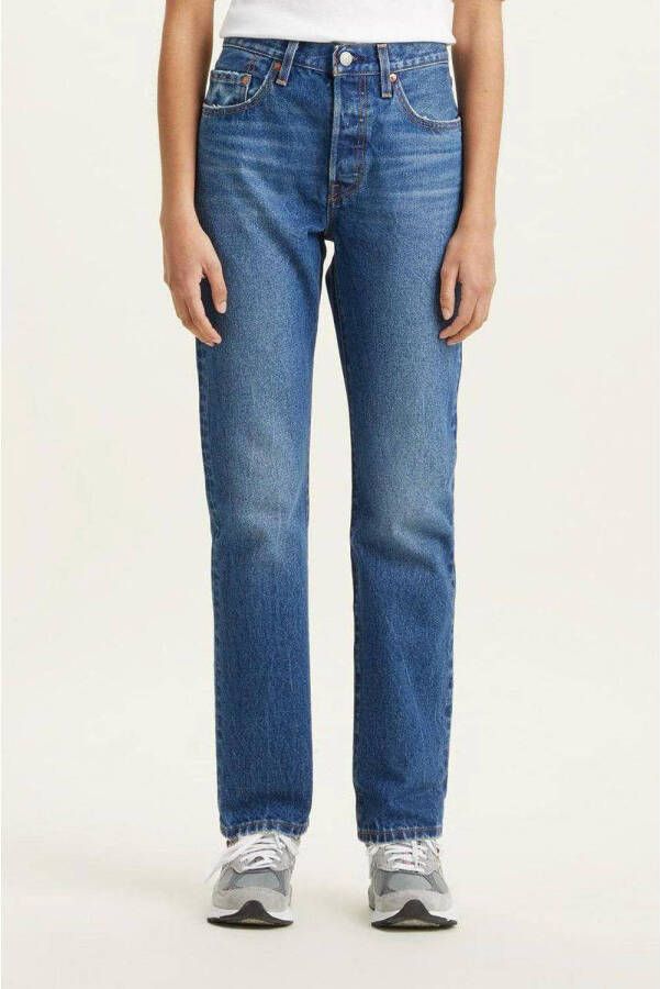 Levi's Dames 501 Jeans in Medium Indigo Worn In Blauw Dames