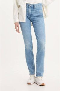 Levi's 724 high waist straight fit jeans light indigo worn in
