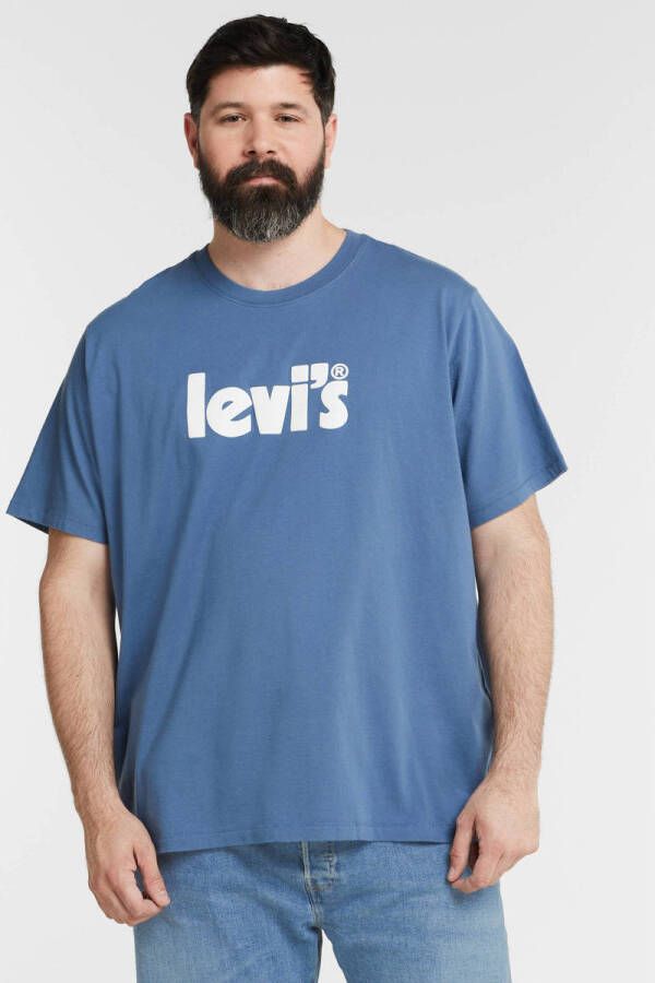 Levi's Big and Tall T-shirt Plus Size met logo blauw