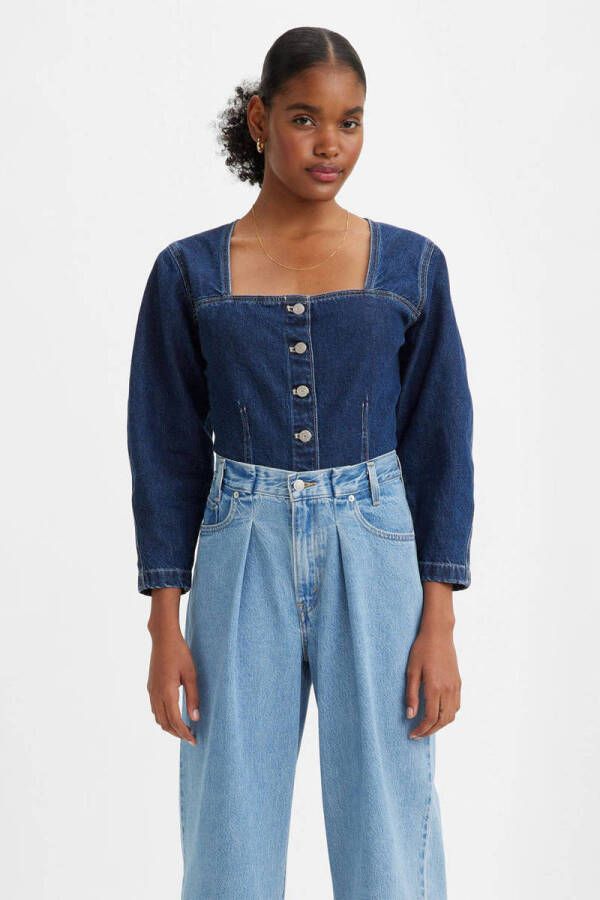 Levi's crop top dark blue denim