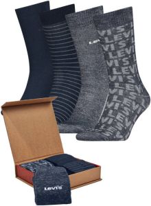 Levi's giftbox sokken set van 4 grijsblauw