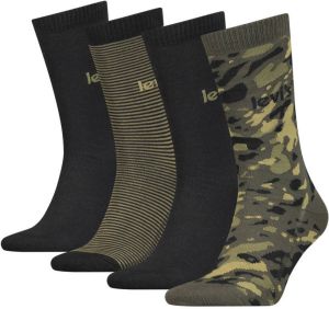 Levi's giftbox sokken set van 4 kaki zwart