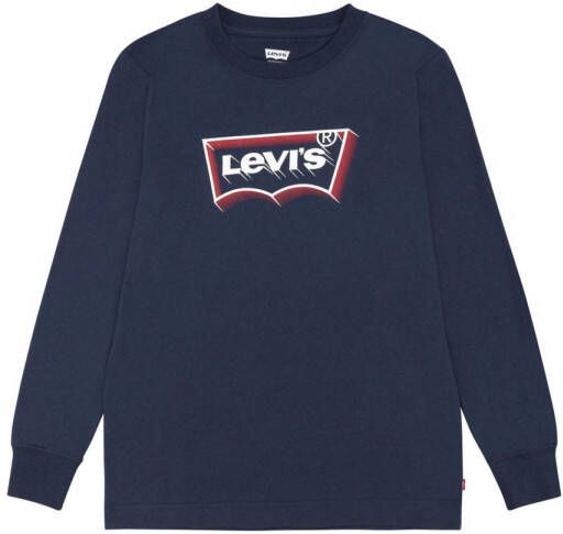 Levis Levi's Kids longsleeve Batwing Glow Effect van biologisch katoen donkerblauw Jongens Katoen (biologisch) Ronde hals 164