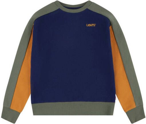 Levis Levi's Kids sweater donkerblauw army oker Jongens Sweat (duurzaam) Ronde hals 140
