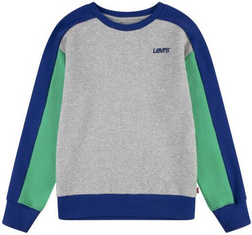 Levis Levi's Kids sweater grijs melange hardbluaw frisgroen Jongens Sweat (duurzaam) Ronde hals 140