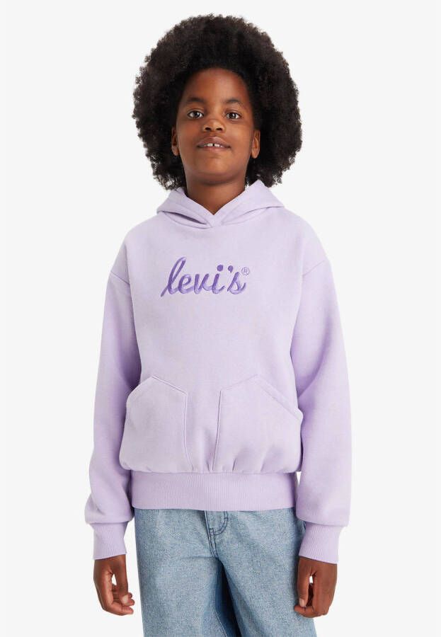 Levis Levi's Kids hoodie Poster met logo lila Sweater Paars Meisjes Sweat (duurzaam) Capuchon 164