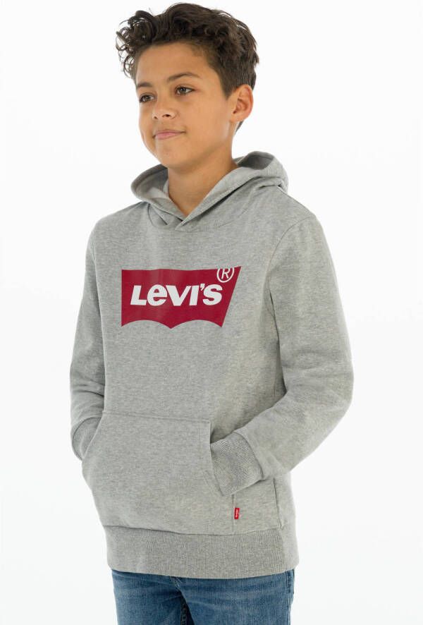 Levis Levi's Kids hoodie Batwing met logo grijs melange Sweater Logo 140