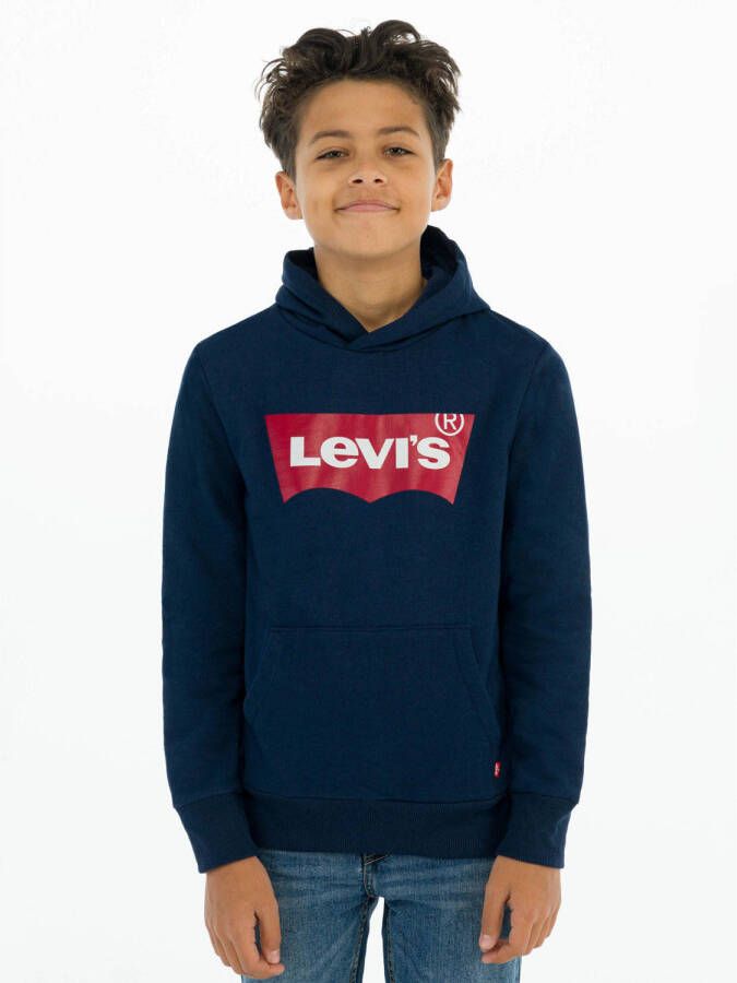 Levis Levi's Kids hoodie Batwing Screenprint met logo donkerblauw Sweater Logo 164