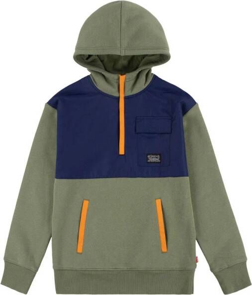 Levis Levi's Kids hoodie groen donkerblauw Sweater Meerkleurig 140