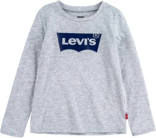 Levis Levi's Kids longsleeve Batwing met logo grijs melange Meisjes Katoen Ronde hals 104