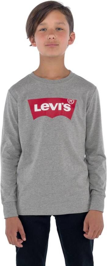 Levis Levi's Kids longsleeve Batwing met logo grijs melange Jongens Katoen Ronde hals 140