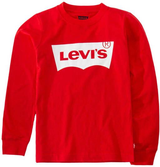 Levis Levi's Kids longsleeve Batwing met logo rood Jongens Meisjes Katoen Ronde hals 152