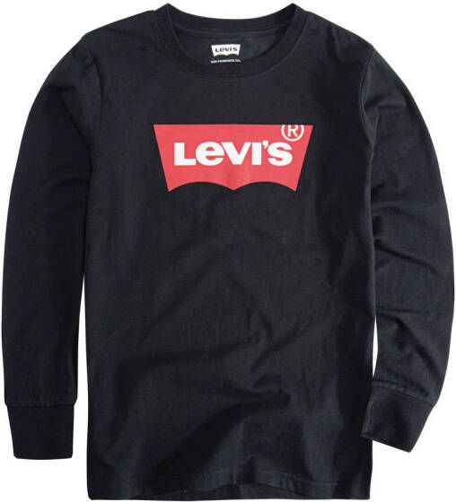 Levis Levi's Kids longsleeve Batwing met logo zwart Jongens Katoen Ronde hals 140