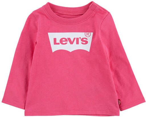 Levis Levi's Kids longsleeve Logo met logo fuchsia Roze Meisjes Katoen Ronde hals 68