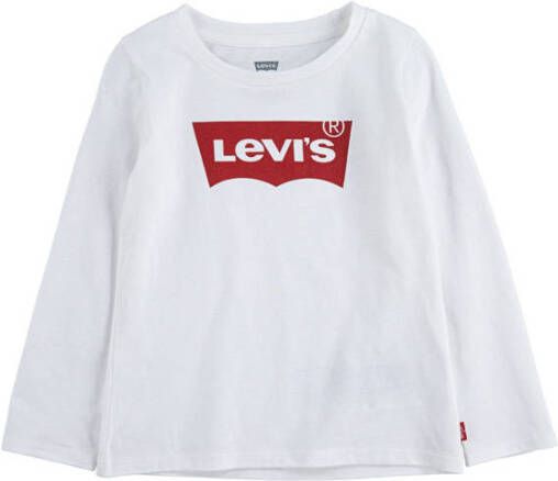 Levis Levi's Kids longsleeve Logo met logo wit Meisjes Katoen Ronde hals Logo 74