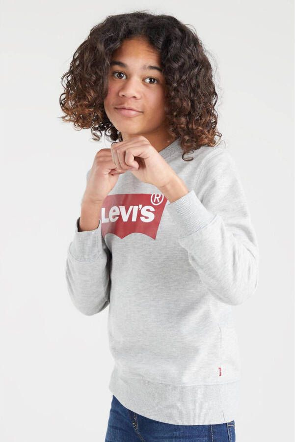 Levis Levi's Kids sweater Batwing met logo grijs melange Logo 140