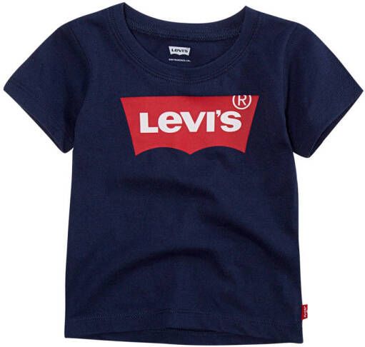 Levis Levi's Kids T-shirt batwing met logo donkerblauw rood Jongens Katoen Ronde hals 80 (12M)