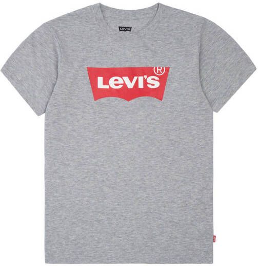 Levis Levi's Kids T-shirt Batwing met logo grijs melange Jongens Katoen Ronde hals 140