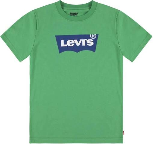 Levis Levi's Kids T-shirt Batwing met logo groen Jongens Katoen Ronde hals Logo 140